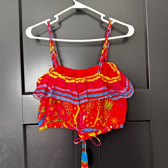 Farm Rio Red Magic Forest Crop Top Small - Picture 6 of 8